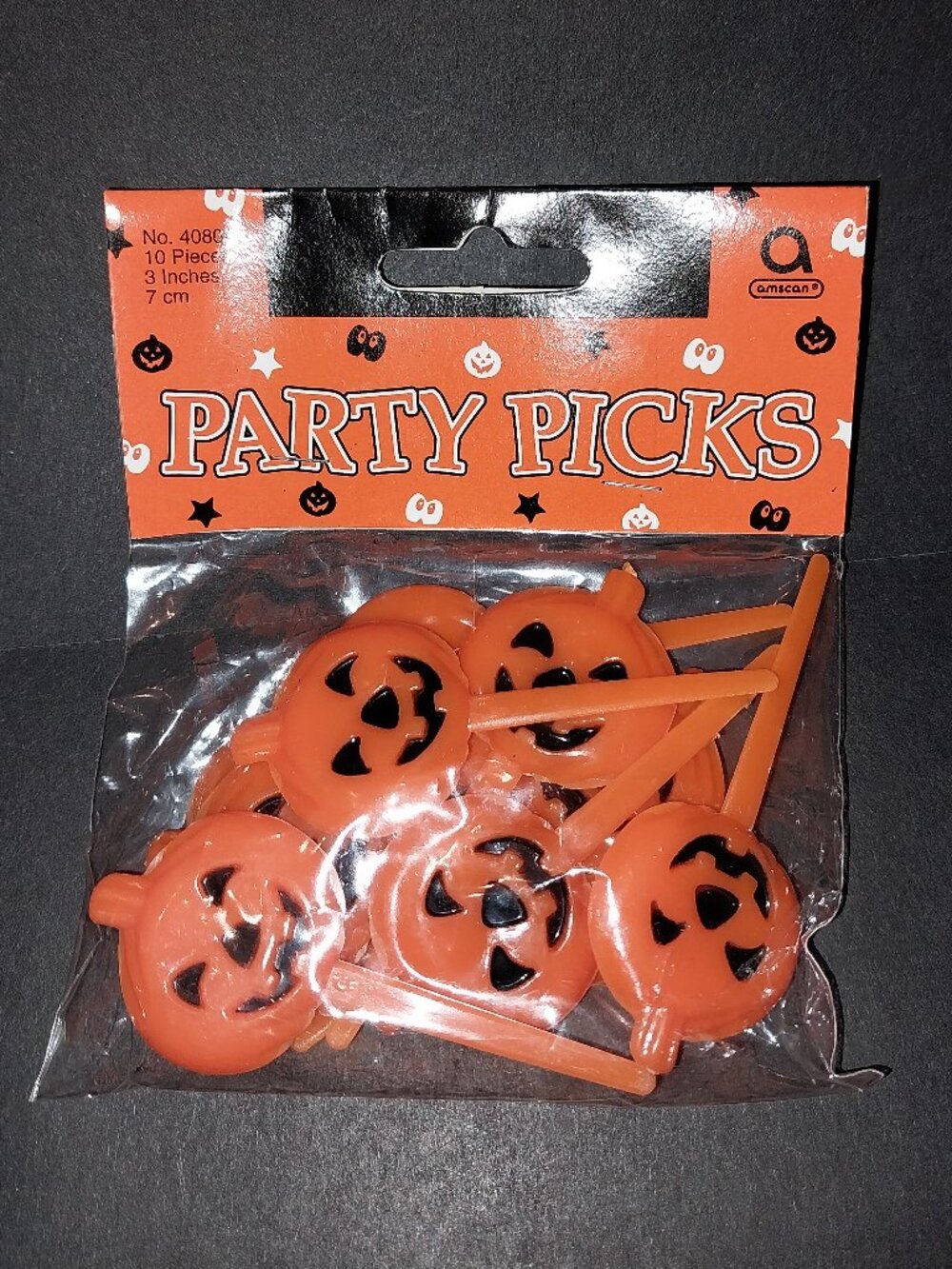 New in Package of 10 Pumpkin Picks 2.5" Amscan